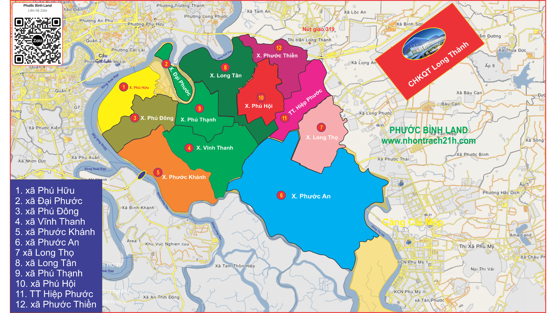 Bản đồ các xã của huyện Nhơn Trạch Bản đồ các xã của huyện Nhơn Trạch