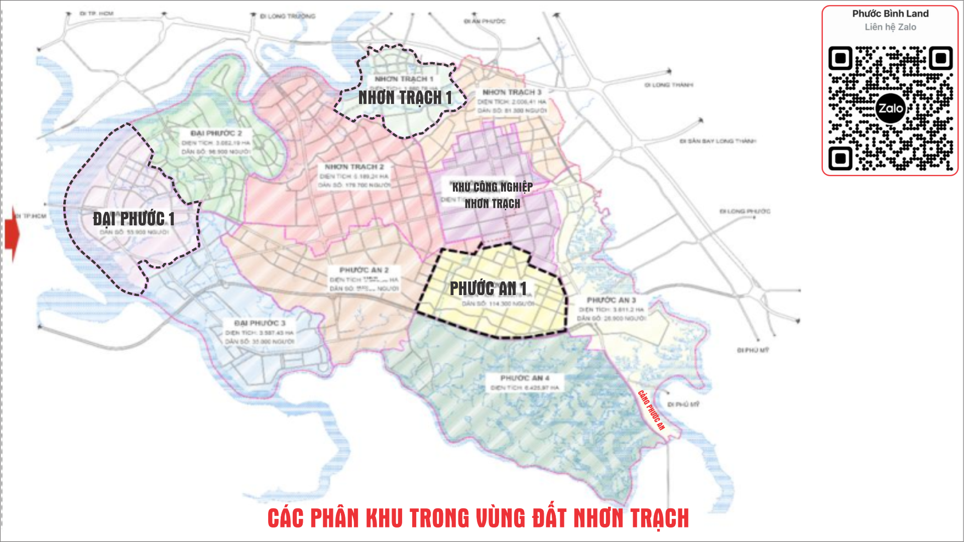 Các phân khu trong vùng Nhơn Trạch